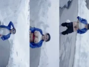 Resmi Nair Horny Strip and Take A Piss In the Snow